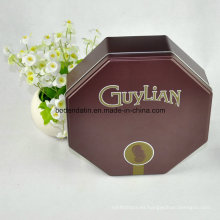 Caja de metal de encargo del embalaje del chocolate del metal con forma octogonal